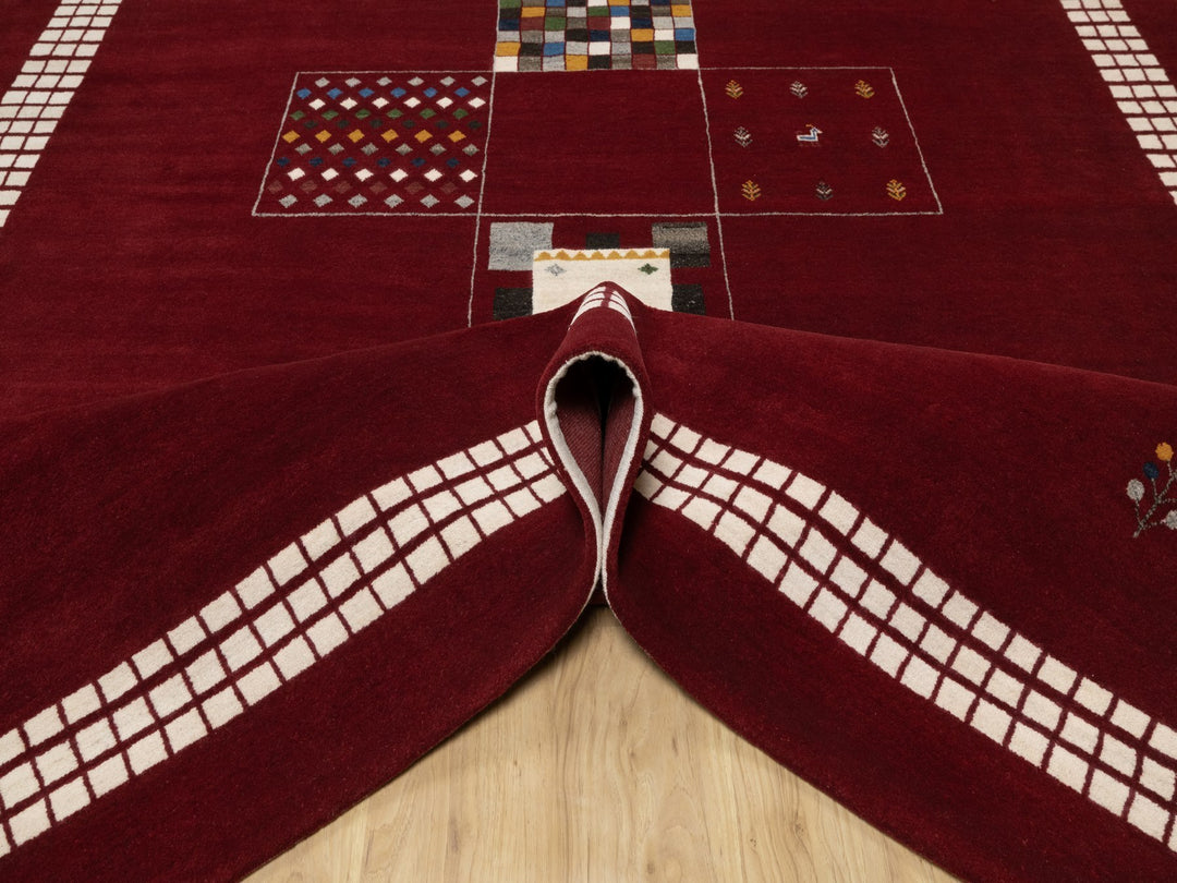 8'0" x 10'1" New Hand Knotted Red Wool Rectangle Oriental Rug - MOA10290784