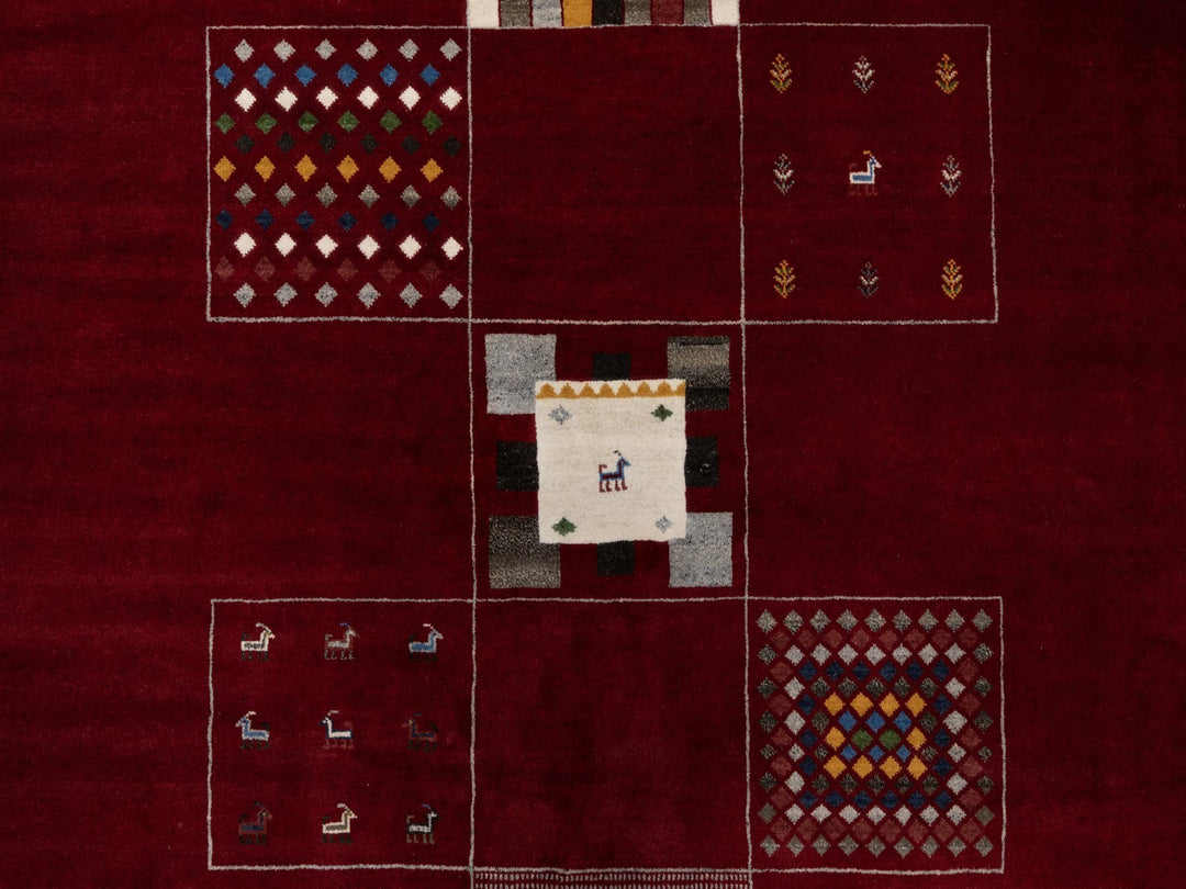 8'0" x 10'1" New Hand Knotted Red Wool Rectangle Oriental Rug - MOA10290784