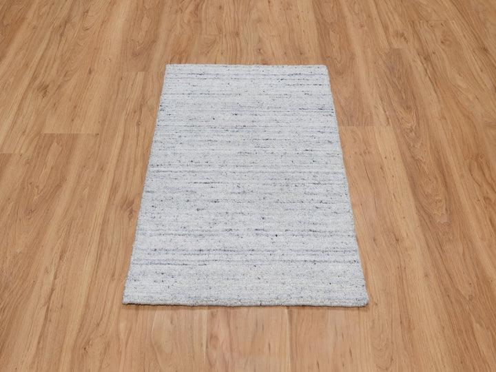 2'0" x 3'0" New Hand Loomed Grey Wool Rectangle Oriental Rug - MOA10290787