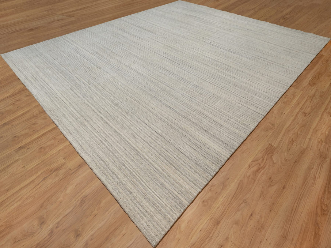 12'0" x 14'9" New Hand Loomed Beige Wool Rectangle Oriental Rug - MOA10290799