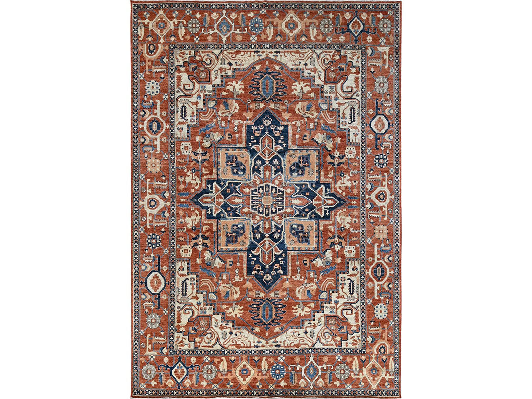 9'9" x 13'10" New Hand Knotted Red Wool Rectangle Oriental Rug - MOA102907