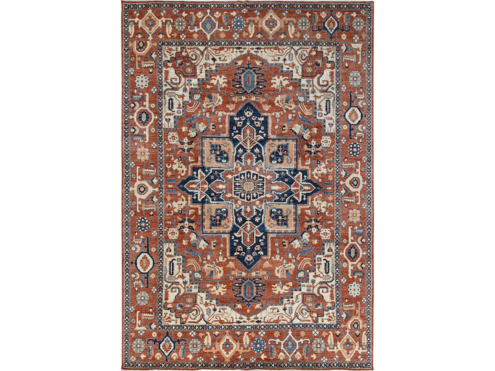 9'9" x 13'10" New Hand Knotted Red Wool Rectangle Oriental Rug - MOA102907