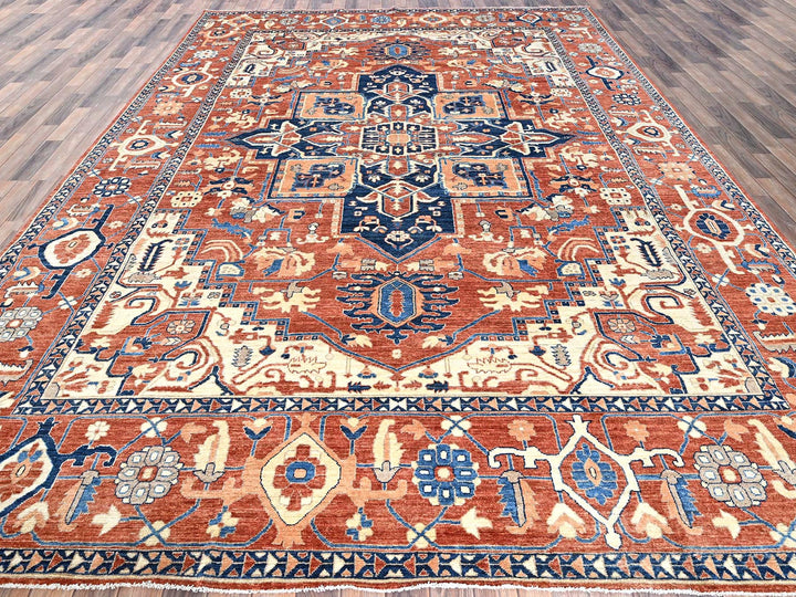 9'9" x 13'10" New Hand Knotted Red Wool Rectangle Oriental Rug - MOA102907