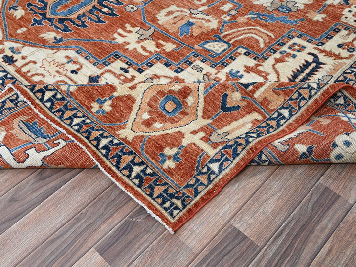 9'9" x 13'10" New Hand Knotted Red Wool Rectangle Oriental Rug - MOA102907