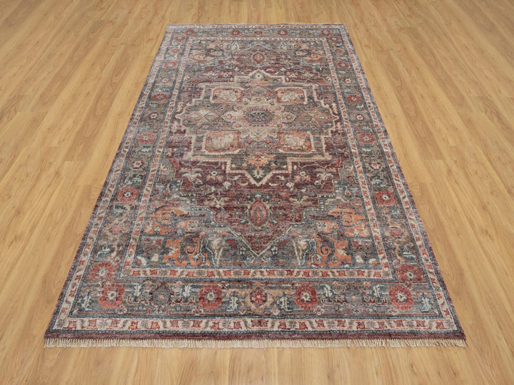 5'10" x 9'0" New Hand Knotted Red Wool Rectangle Oriental Rug - MOA10290804