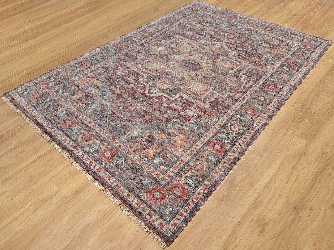5'10" x 9'0" New Hand Knotted Red Wool Rectangle Oriental Rug - MOA10290804