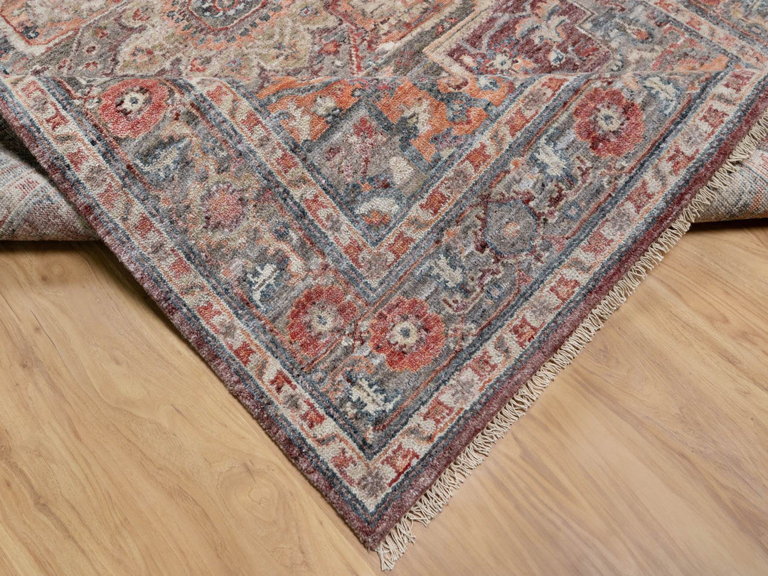 5'10" x 9'0" New Hand Knotted Red Wool Rectangle Oriental Rug - MOA10290804