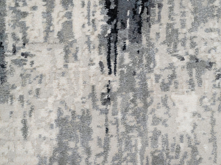 2'6" x 8'0" New Hand Knotted Black Wool & Silk Runner Oriental Rug - MOA10290810