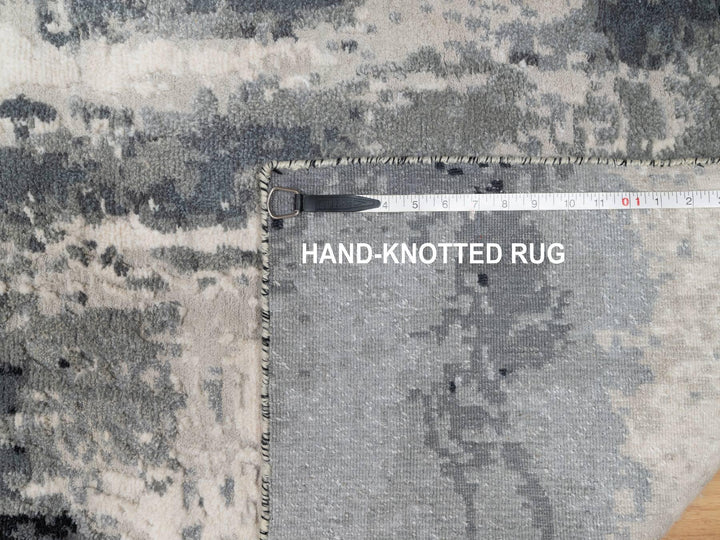 2'6" x 8'0" New Hand Knotted Black Wool & Silk Runner Oriental Rug - MOA10290810