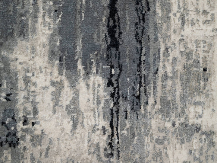 2'7" x 6'4" New Hand Knotted Black Wool & Silk Runner Oriental Rug - MOA10290811