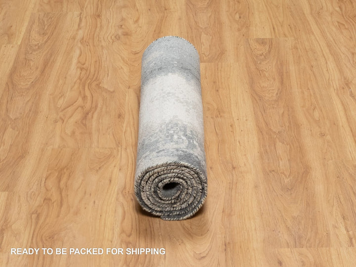 2'7" x 6'4" New Hand Knotted Black Wool & Silk Runner Oriental Rug - MOA10290811