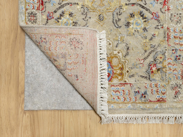 2'5" x 22'0" New Hand Knotted Beige Wool & Silk Runner Oriental Rug - MOA10290814