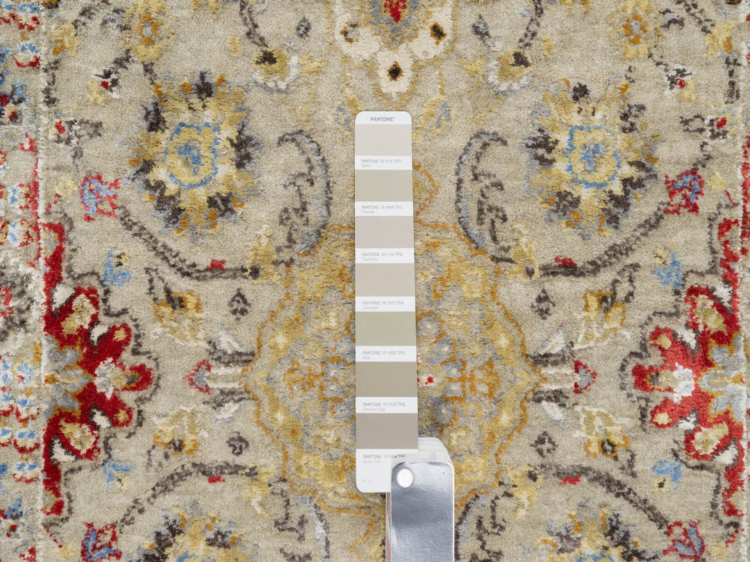 2'5" x 22'0" New Hand Knotted Beige Wool & Silk Runner Oriental Rug - MOA10290814