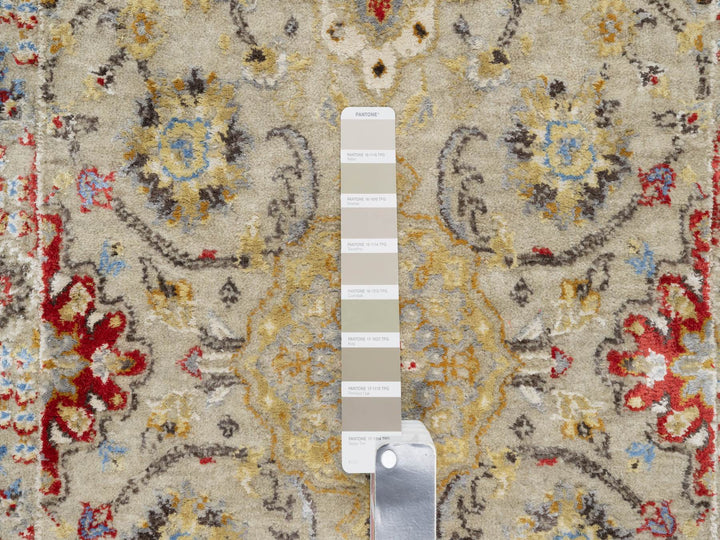 2'5" x 22'0" New Hand Knotted Beige Wool & Silk Runner Oriental Rug - MOA10290814