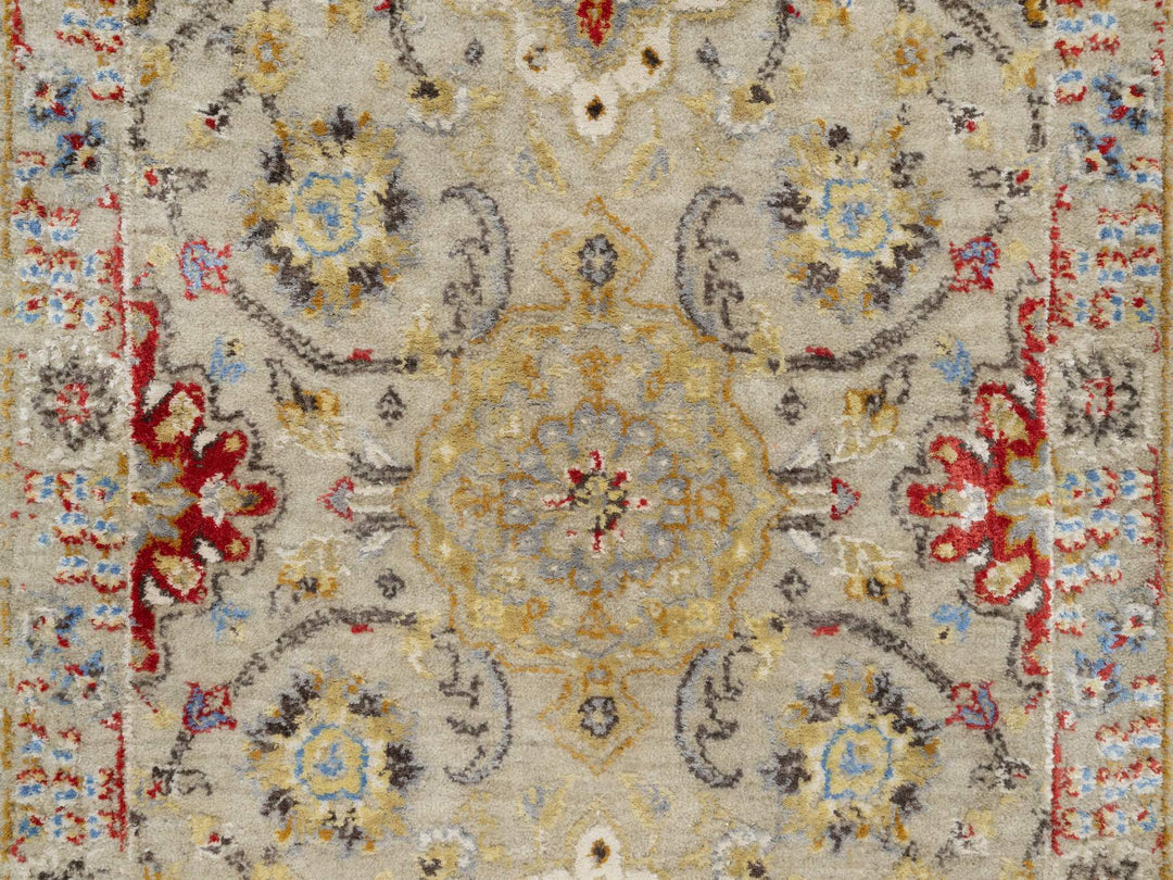 2'5" x 22'0" New Hand Knotted Beige Wool & Silk Runner Oriental Rug - MOA10290814