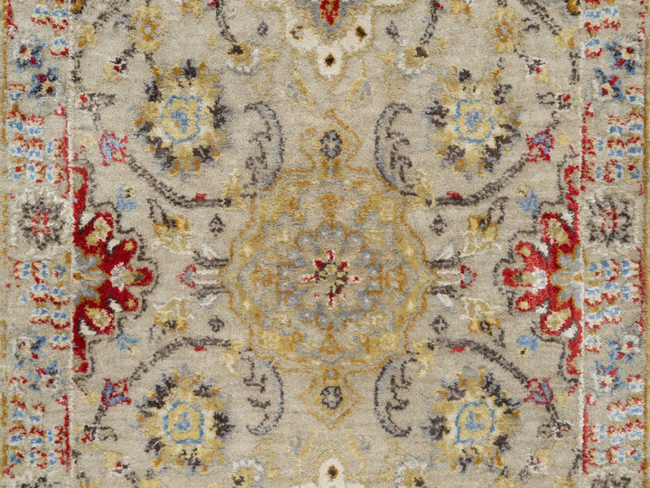 2'5" x 22'0" New Hand Knotted Beige Wool & Silk Runner Oriental Rug - MOA10290814