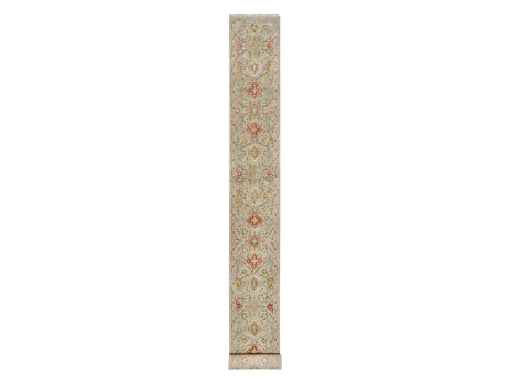 2'7" x 22'0" New Hand Knotted Beige Wool Rectangle Oriental Rug - MOA10290815