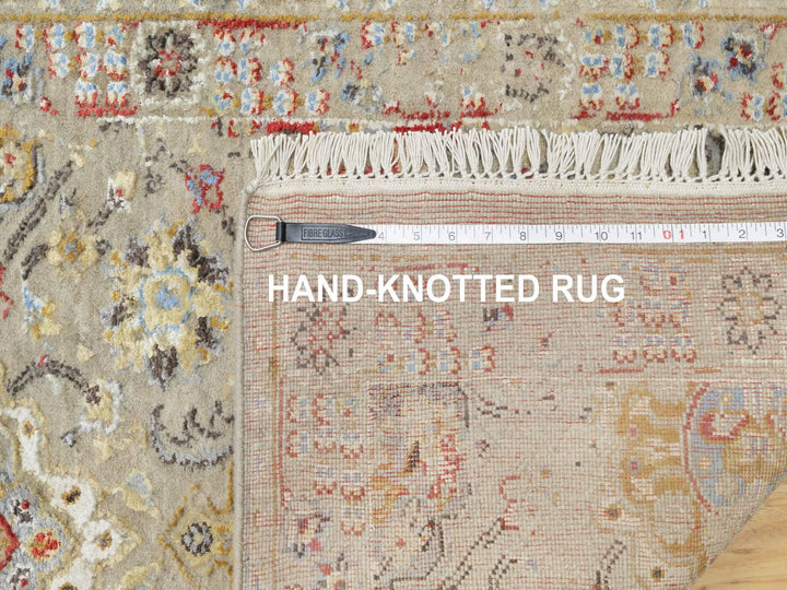 2'7" x 22'0" New Hand Knotted Beige Wool Rectangle Oriental Rug - MOA10290815