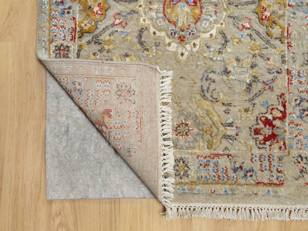 2'9" x 20'0" New Hand Knotted Beige Wool & Silk Runner Oriental Rug - MOA10290816