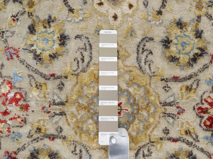 2'9" x 20'0" New Hand Knotted Beige Wool & Silk Runner Oriental Rug - MOA10290816