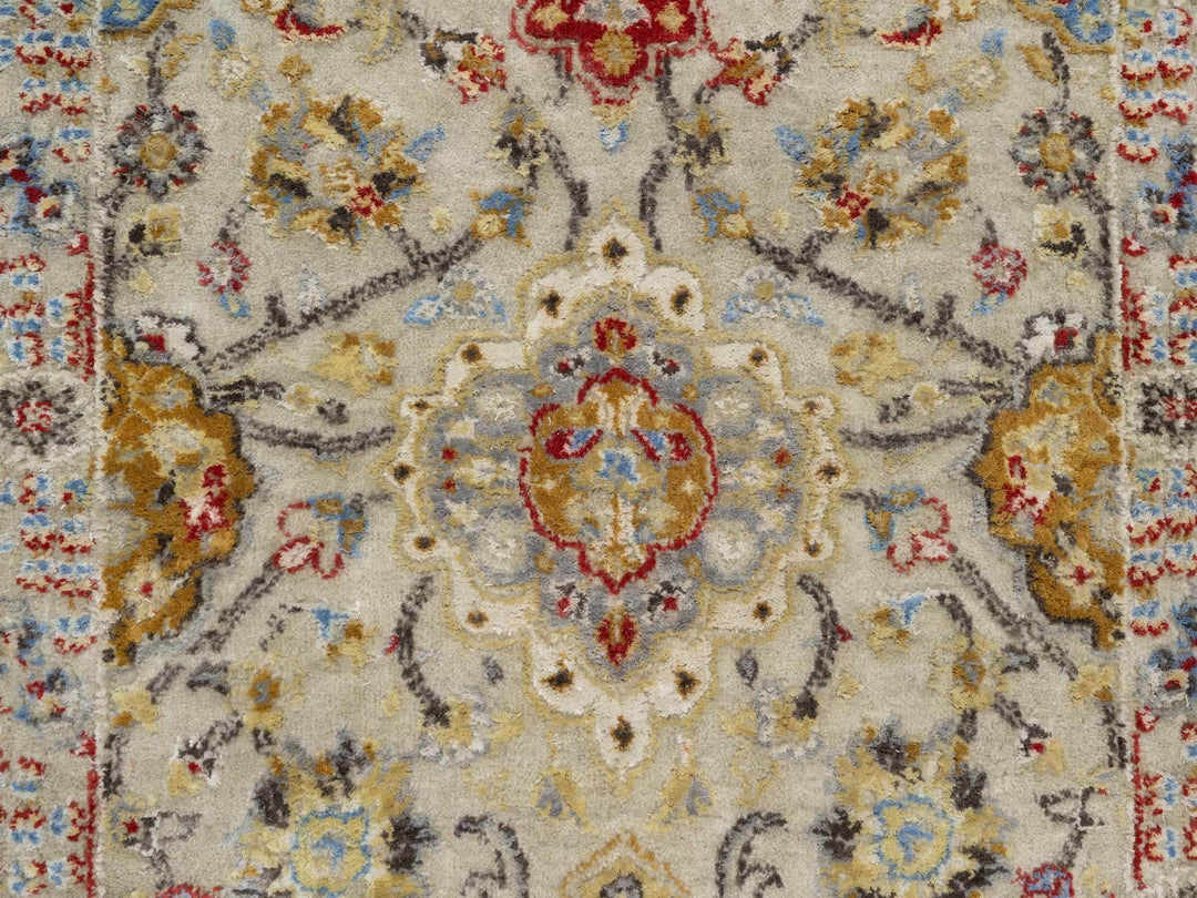 2'9" x 20'0" New Hand Knotted Beige Wool & Silk Runner Oriental Rug - MOA10290816