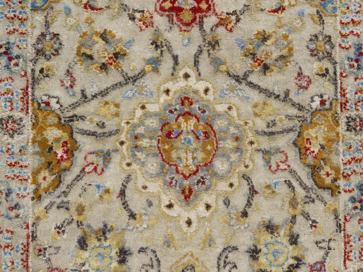 2'9" x 20'0" New Hand Knotted Beige Wool & Silk Runner Oriental Rug - MOA10290816