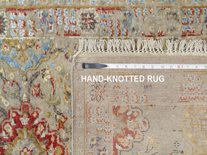 2'9" x 20'0" New Hand Knotted Beige Wool & Silk Runner Oriental Rug - MOA10290816