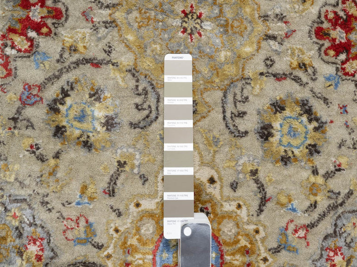 2'7" x 26'0" New Hand Knotted Beige Wool & Silk Runner Oriental Rug - MOA10290818