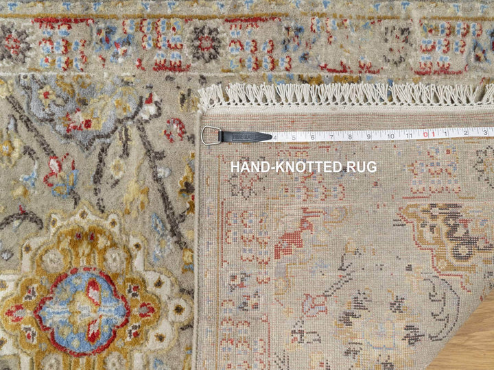 2'7" x 26'0" New Hand Knotted Beige Wool & Silk Runner Oriental Rug - MOA10290818