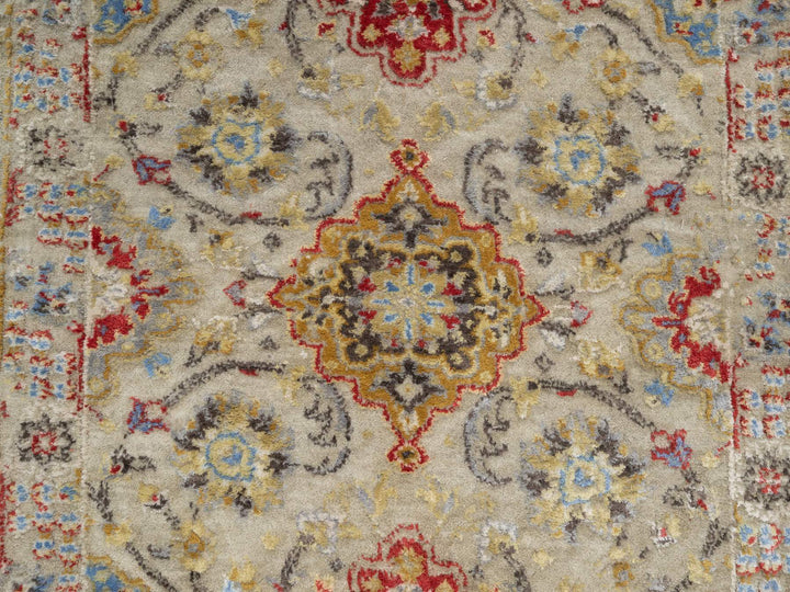 2'7" x 26'0" New Hand Knotted Beige Wool & Silk Runner Oriental Rug - MOA10290823