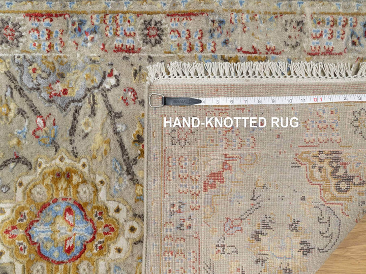 2'7" x 26'0" New Hand Knotted Beige Wool & Silk Runner Oriental Rug - MOA10290823
