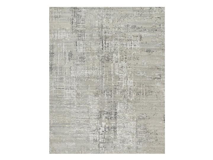 8'0" x 10'2" New Hand Knotted Grey Wool Rectangle Oriental Rug - MOA10290830