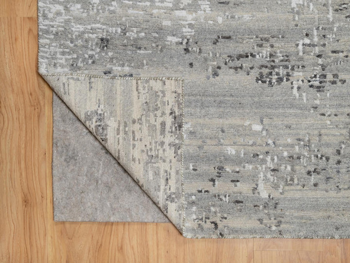 8'0" x 10'2" New Hand Knotted Grey Wool Rectangle Oriental Rug - MOA10290830