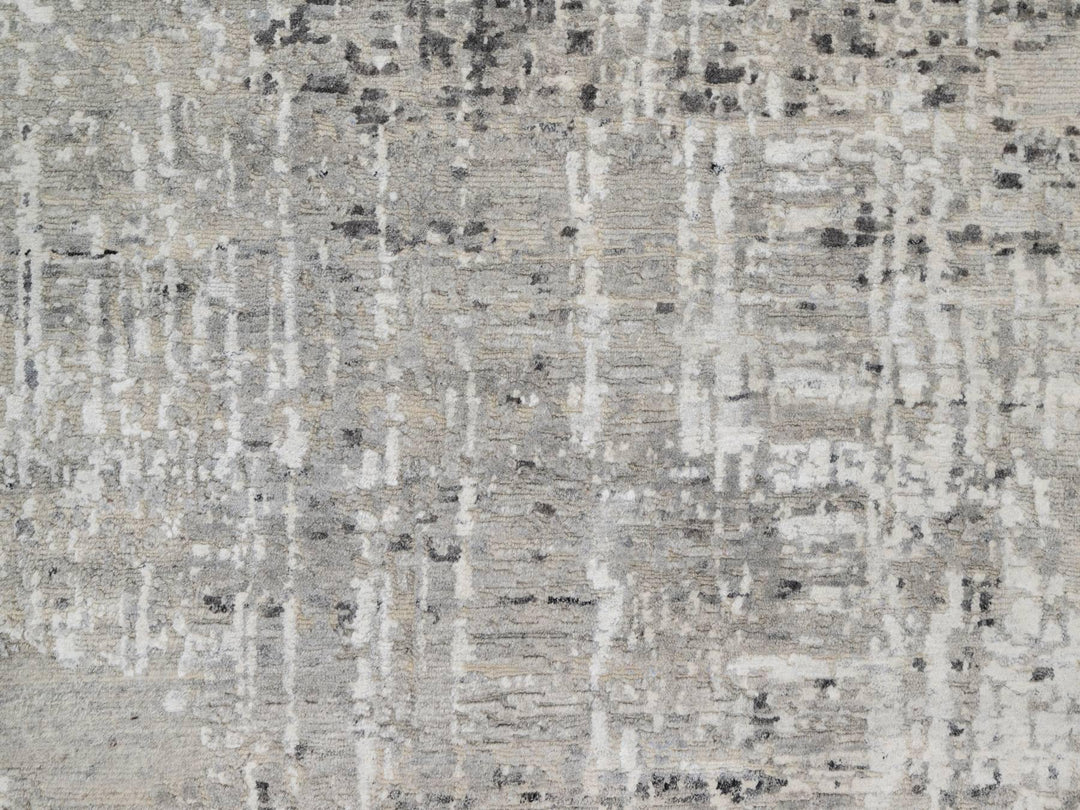 8'0" x 10'2" New Hand Knotted Grey Wool Rectangle Oriental Rug - MOA10290830