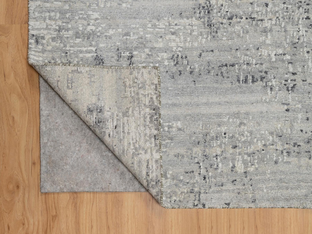 8'1" x 8'0" New Hand Knotted Grey Wool Square Oriental Rug - MOA10290835