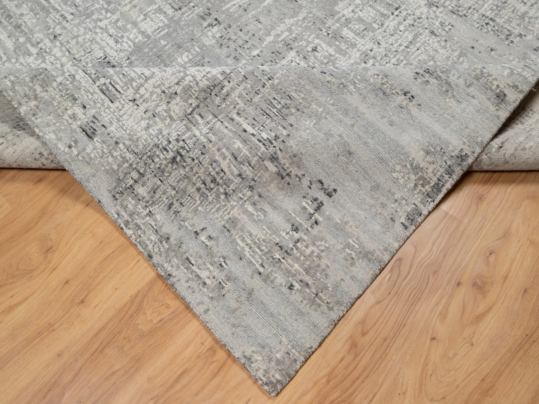8'1" x 8'0" New Hand Knotted Grey Wool Square Oriental Rug - MOA10290835