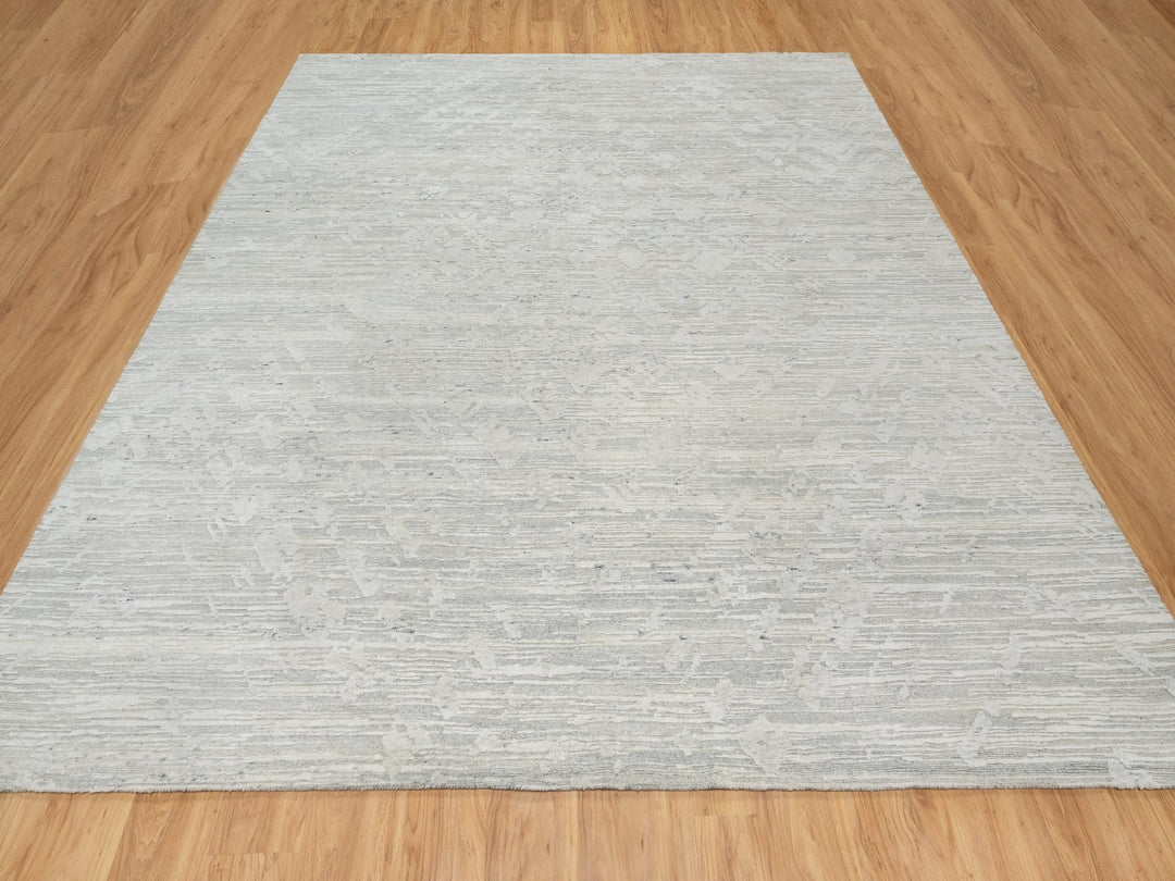 10'0" x 10'0" New Hand Knotted Grey Wool Square Oriental Rug - MOA10290836
