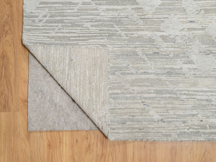 10'0" x 10'0" New Hand Knotted Grey Wool Square Oriental Rug - MOA10290836