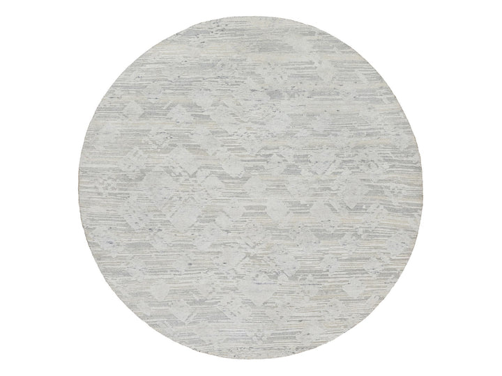 6'0" x 6'0" New Hand Knotted Grey Wool Round Oriental Rug - MOA10290839
