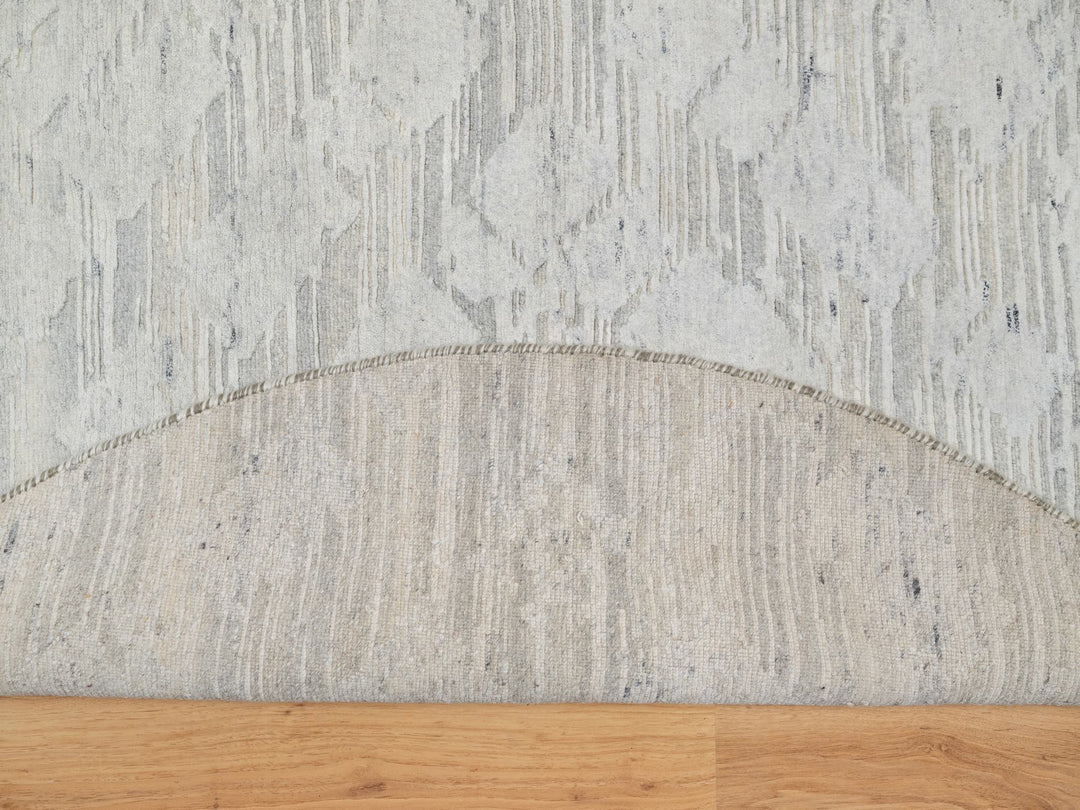 6'0" x 6'0" New Hand Knotted Grey Wool Round Oriental Rug - MOA10290839