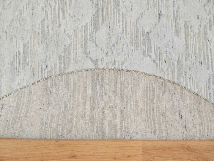 6'0" x 6'0" New Hand Knotted Grey Wool Round Oriental Rug - MOA10290839