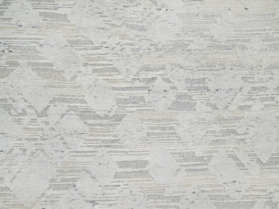 6'0" x 6'0" New Hand Knotted Grey Wool Round Oriental Rug - MOA10290839