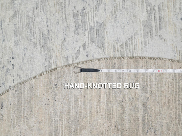 6'0" x 6'0" New Hand Knotted Grey Wool Round Oriental Rug - MOA10290839
