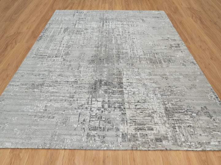 10'0" x 10'2" New Hand Knotted Grey Wool Square Oriental Rug - MOA10290842