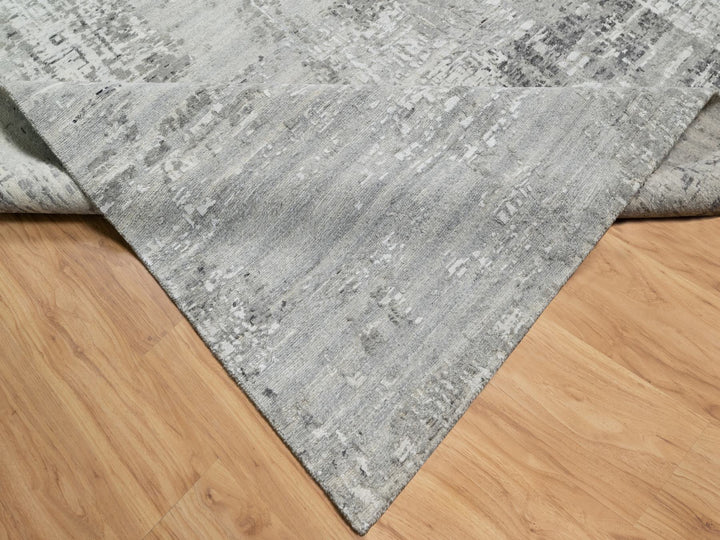 10'0" x 10'2" New Hand Knotted Grey Wool Square Oriental Rug - MOA10290842