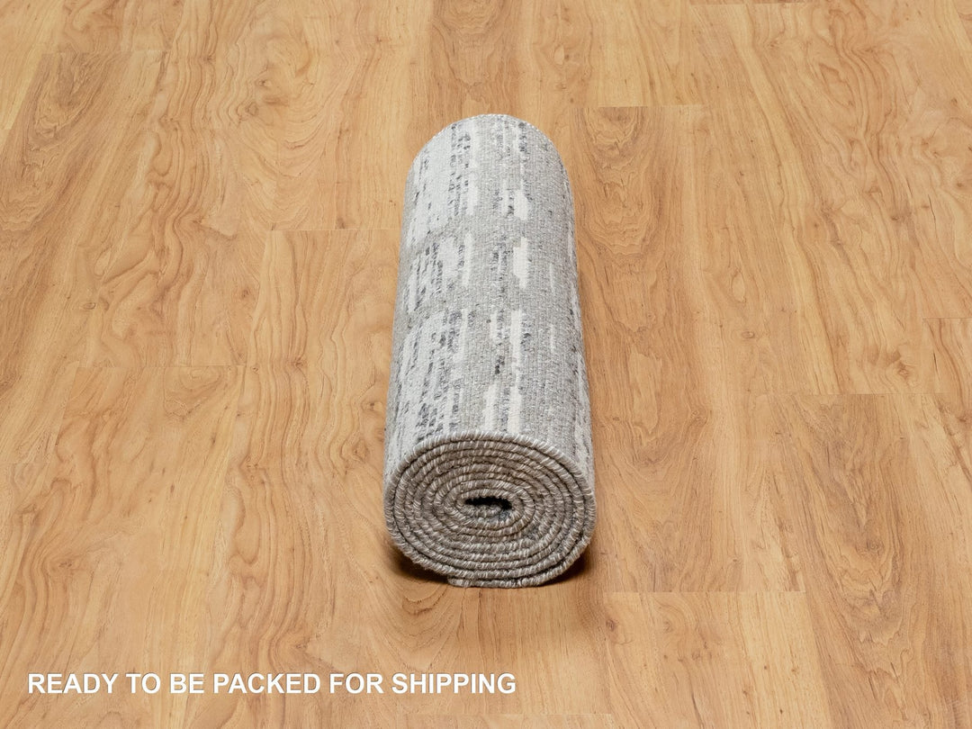 2'6" x 10'0" New Hand Knotted Grey Wool Runner Oriental Rug - MOA10290843