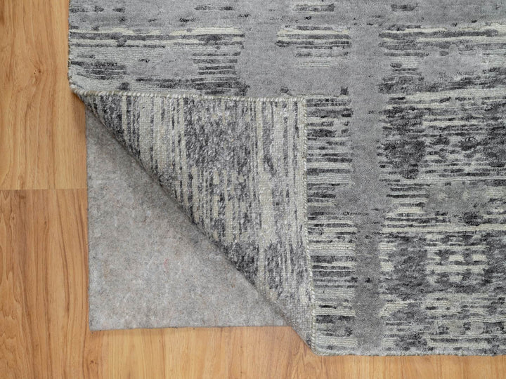 2'6" x 11'8" New Hand Knotted Grey Wool Runner Oriental Rug - MOA10290844
