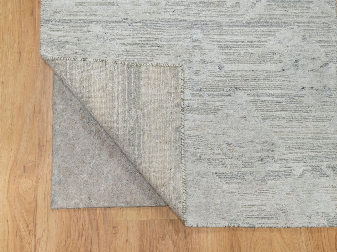2'6" x 15'9" New Hand Knotted Grey Wool Runner Oriental Rug - MOA10290845