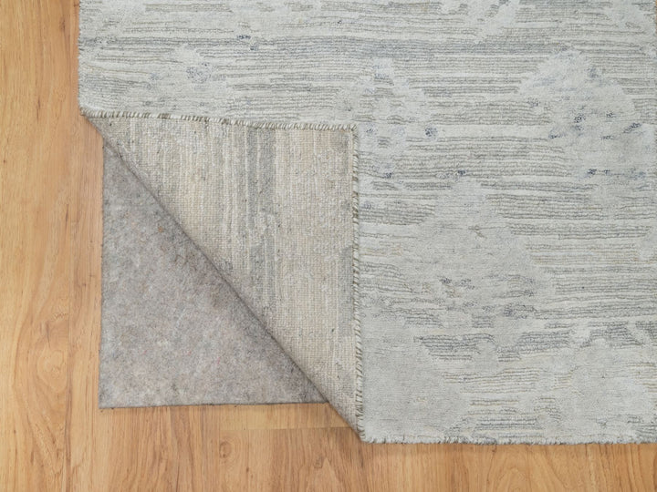 2'6" x 15'9" New Hand Knotted Grey Wool Runner Oriental Rug - MOA10290845
