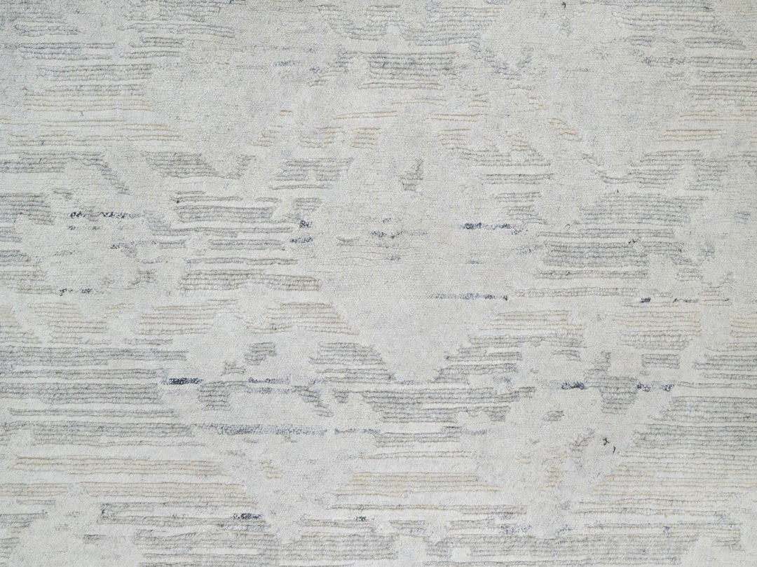 2'6" x 15'9" New Hand Knotted Grey Wool Runner Oriental Rug - MOA10290845